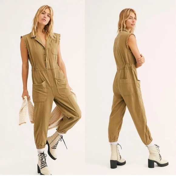 NEW ONE TEASPOON Military Olive Green Sleeveless Jumpsuit Great 4 Fall Season🍂